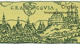  Presentation with postcard - Cool new presentation theme with marxism - lenin in cracovia city vintage backdrop and a yellow colored foreground