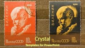  Presentation with stamps - Cool new presentation theme with marxism - lenin stamps backdrop and a tawny brown colored foreground