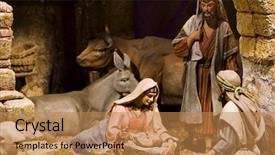  Presentation with nativity - Colorful PPT layouts enhanced with mary and baby jesus backdrop and a coral colored foreground