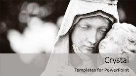  Presentation with virgin mary - Amazing theme having mary carrying the baby jesus backdrop and a light gray colored foreground