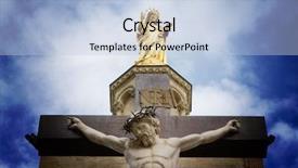  Presentation with jesus christ - PPT theme consisting of cross with deep blue dramatic background and a light blue colored foreground