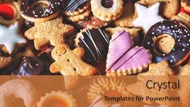  Presentation with cookies christmas - Cool new presentation theme with marzipan - close up of mixed christmas backdrop and a gold colored foreground