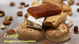  Presentation with polvorones - Slide deck having marzipan - closeup of pile of different background and a tawny brown colored foreground