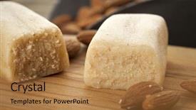  Presentation with baking - Amazing PPT layouts having marzipan bar in baking scene backdrop and a coral colored foreground