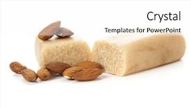  Presentation with almonds - Slides having marzipan bar with almonds isolated background and a white colored foreground
