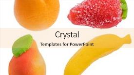  Presentation with fruits - Audience pleasing PPT layouts consisting of marzipan fruits isolated on white backdrop and a  colored foreground