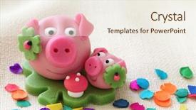  Presentation with pig - Amazing PPT layouts having marzipan pig with cloverleaf backdrop and a sky blue colored foreground