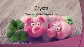  Presentation with pigs - Cool new presentation theme with marzipan pigs on wooden background backdrop and a mint green colored foreground