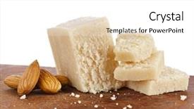 Presentation with almonds - PPT theme featuring marzipan with almonds on wooden background and a white colored foreground