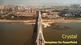  Presentation with architecture city - PPT theme consisting of masangxi-bridge-and-city-urban background and a tawny brown colored foreground