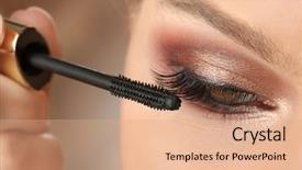  Presentation with makeup artist - Slide deck consisting of makeover - woman applying makeup closeup professional background and a coral colored foreground