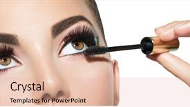  Presentation with eyelashes - PPT theme featuring maquillage - mascara applying long lashes closeup background and a lemonade colored foreground