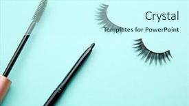  Presentation with eyelashes - Presentation theme having product application - mascara black eyeliner and false background and a cool aqua colored foreground