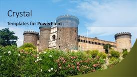  Presentation with castle - Audience pleasing presentation consisting of maschio angioino castle in naples backdrop and a light blue colored foreground