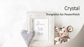  Presentation with wooden heart the slogan - Theme enhanced with mascots - arrangement of a mascot wooden background and a white colored foreground