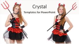  Presentation with white and black woman climbing ladders - PPT layouts with mascots - woman devil with trident background and a lemonade colored foreground