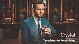  Presentation with whisky - Audience pleasing slides consisting of masculine - confident well-dressed man with glass backdrop and a dark gray colored foreground