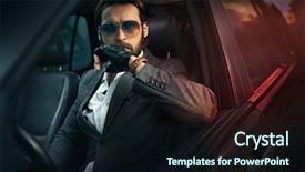  Presentation with masculine - Colorful PPT theme enhanced with masculine - handsome fashion man driving backdrop and a wine colored foreground