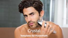  Presentation with shaving - Slides with masculine - portrait of young man shaving background and a coral colored foreground
