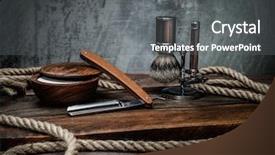  Presentation with masculine - PPT theme having masculine - shaving accessories on a luxury background and a gray colored foreground
