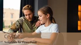  Presentation with masculine - Colorful slide deck enhanced with masculine-focused-military-man-doing backdrop and a coral colored foreground