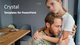  Presentation with masculine - Audience pleasing theme consisting of masculine-military-man-hugging backdrop and a dark gray colored foreground