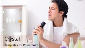  Presentation with hygiene - Slides having masculinity - young handsome man background and a soft green colored foreground