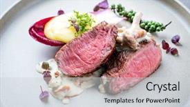  Presentation with beef steak bbq strip steak - Presentation featuring masged - barbecue wagyu point steak background and a light gray colored foreground