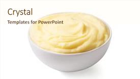  Presentation with ripe golden potato on white - Slides featuring masged - bowl with mashed potatoes background and a cream colored foreground