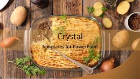  Presentation with potato croquettes - Slides with masged - hachis parmentier mashed potato background and a  colored foreground