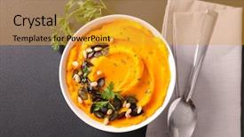  Presentation with potato croquettes - Presentation theme with masged - mashed potato with pumpkin background and a gold colored foreground