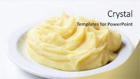  Presentation with potato - Slide set featuring masged - mashed potato background and a sky blue colored foreground