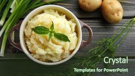  Presentation with bowl - Slide set having masged - mashed potatoes in bowl background and a tawny brown colored foreground