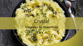  Presentation with olive oil and products - Slides consisting of masged - potato mash with olive oil background and a yellow colored foreground