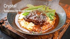  Presentation with veal - Colorful presentation design enhanced with masged - traditional german braised veal cheeks backdrop and a coral colored foreground