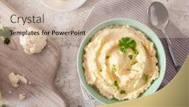  Presentation with cauliflower - Presentation theme with mashed-cauliflower-with-butter-ketogenic background and a soft green colored foreground