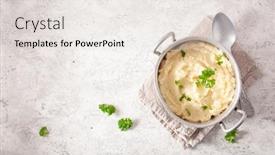  Presentation with cauliflower - Cool new slide set with mashed-cauliflower-with-butter-ketogenic backdrop and a sky blue colored foreground