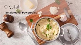  Presentation with ketogenic diet - Beautiful PPT theme featuring mashed-cauliflower-with-butter-ketogenic backdrop and a soft green colored foreground
