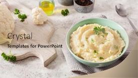  Presentation with ketogenic diet - PPT layouts with mashed-cauliflower-with-butter-ketogenic background and a soft green colored foreground