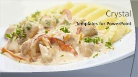  Presentation with potato - PPT theme enhanced with mashed-potato-with-meat background and a blonde colored foreground