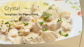  Presentation with sauce - Theme consisting of mashed-potato-with-meat background and a blonde colored foreground