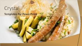  Presentation with cabbage - Slide set having mashed-potato-with-sausage background and a yellow colored foreground