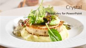  Presentation with white healthy food - Presentation with mashed-potatoes-mushrooms-and-rabbit background and a lemonade colored foreground