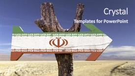  Presentation with iran - PPT theme with mashhad - iran sign with a desert background and a ocean colored foreground