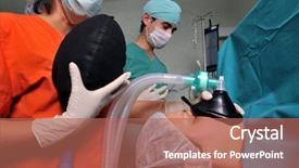  Presentation with medical anesthesia - Amazing presentation design having oxygen mask - medical nurse applying anesthesia backdrop and a coral colored foreground