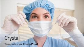  Presentation with surgical dental - Amazing theme having mask and cap holding dental backdrop and a light blue colored foreground
