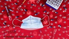  Presentation with corona - Theme featuring mask-and-corona-virus-protection background and a red colored foreground