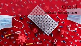  Presentation with corona - Presentation having mask-and-corona-virus-protection background and a crimson colored foreground