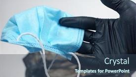  Presentation with mask - Presentation theme featuring mask-and-gloves-medicine-blue background and a ocean colored foreground