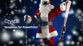  Presentation with santa claus holding scroll paper - Presentation theme featuring mask and holding a skiing background and a  colored foreground